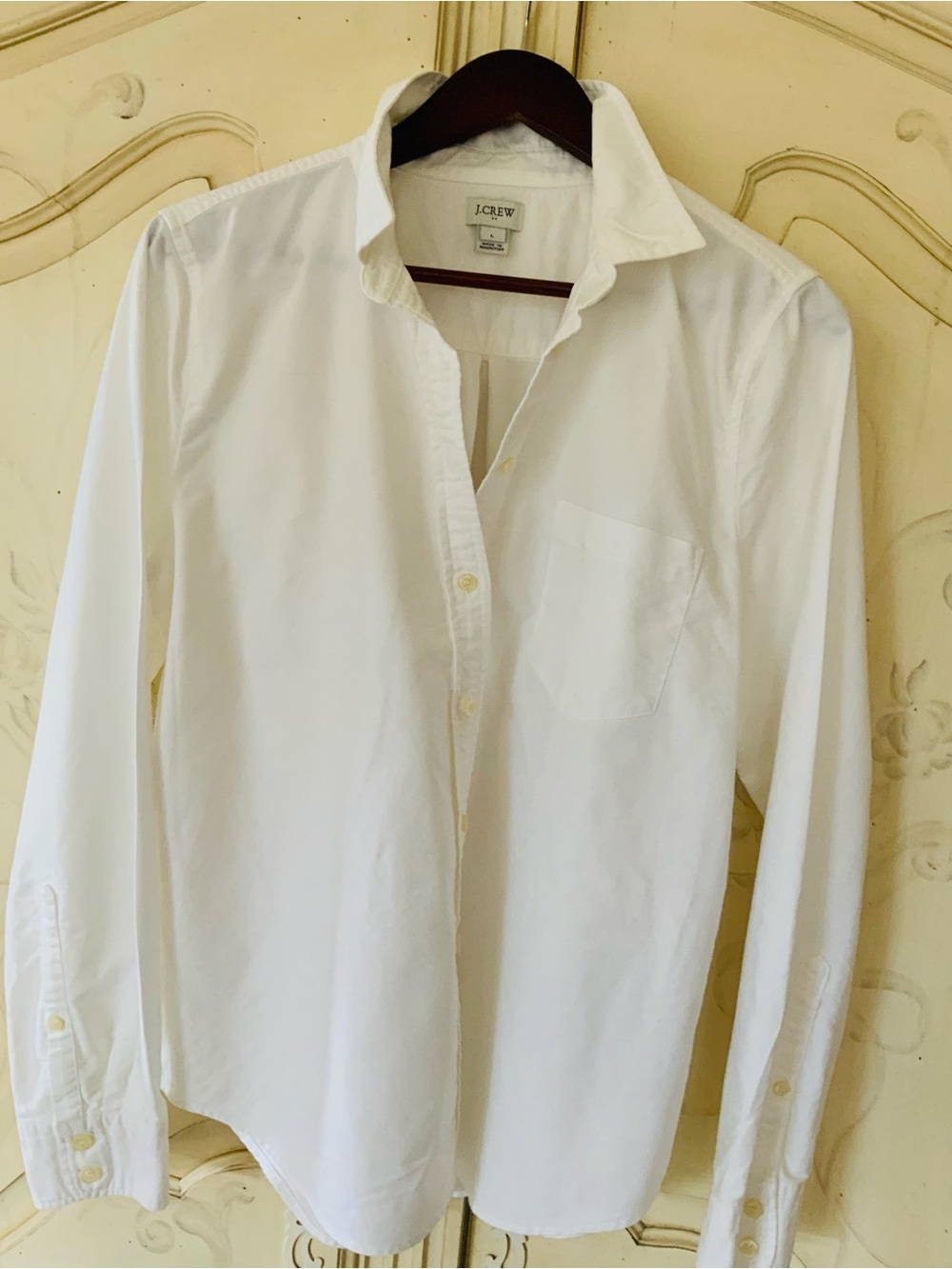 J. Crew White Long-Sleeve Casual Button-Down Shirt